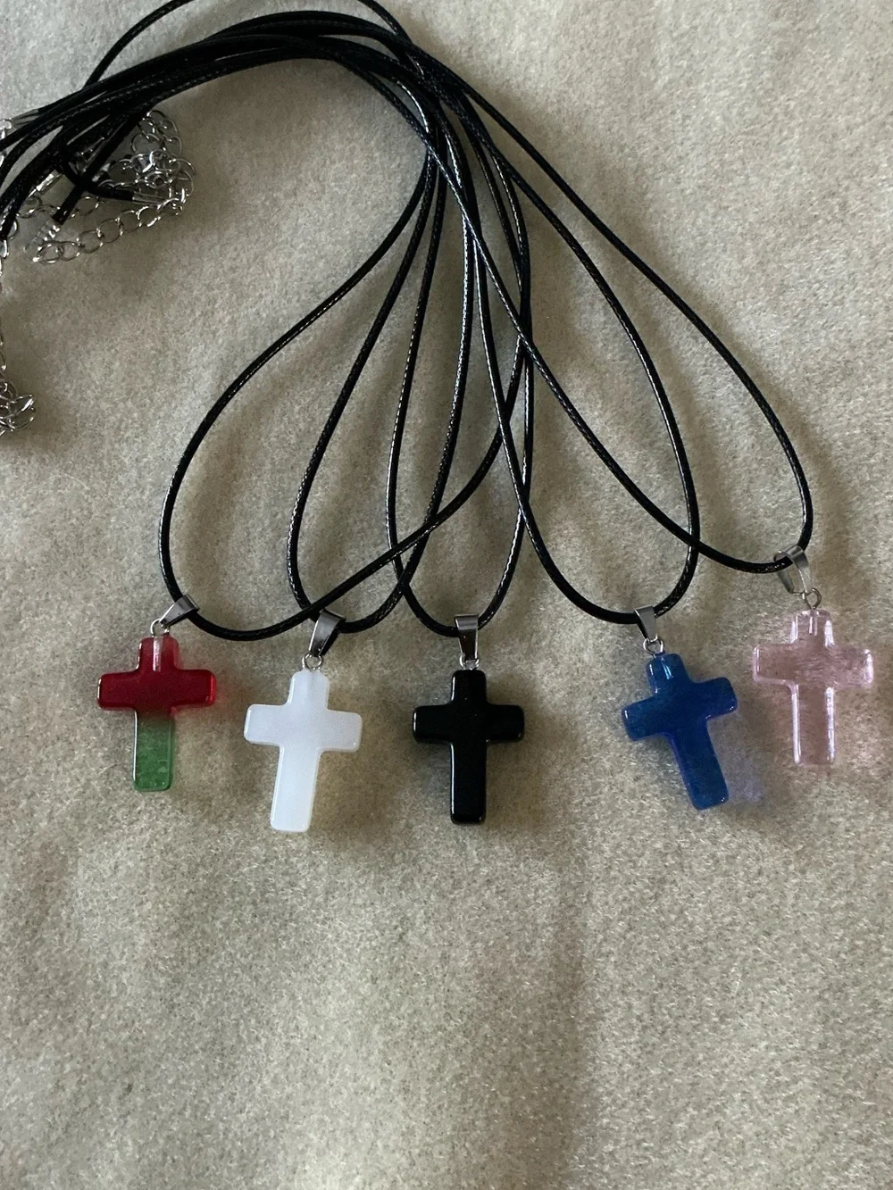 Colorful Cross Pendant Necklaces, set of 5